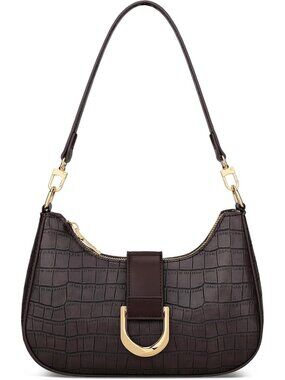 〽️Women Coffee Cute Trendy Everyday PU Vegan Leather Gold Chain Shoulder Handbag